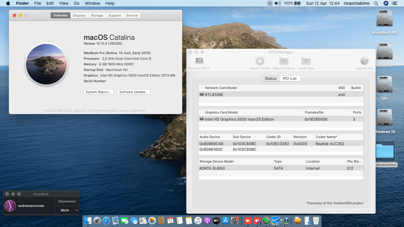 Success Hackintosh macOS Catalina 10.15.4 Build 19E266 in HP Notebook 14-AC115TX